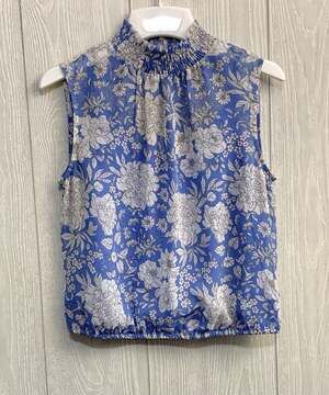 Express Blue Floral Sheer Sleeveless Top XS